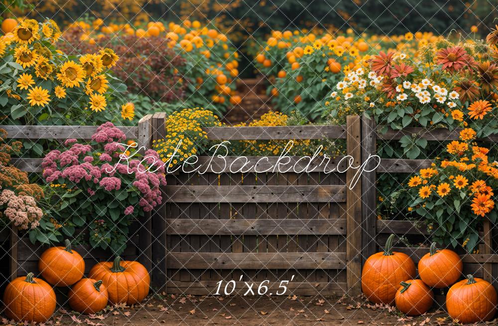 Fall Field Sunflower Wooden Fence Foto Achtergrond Designed by Emetselch