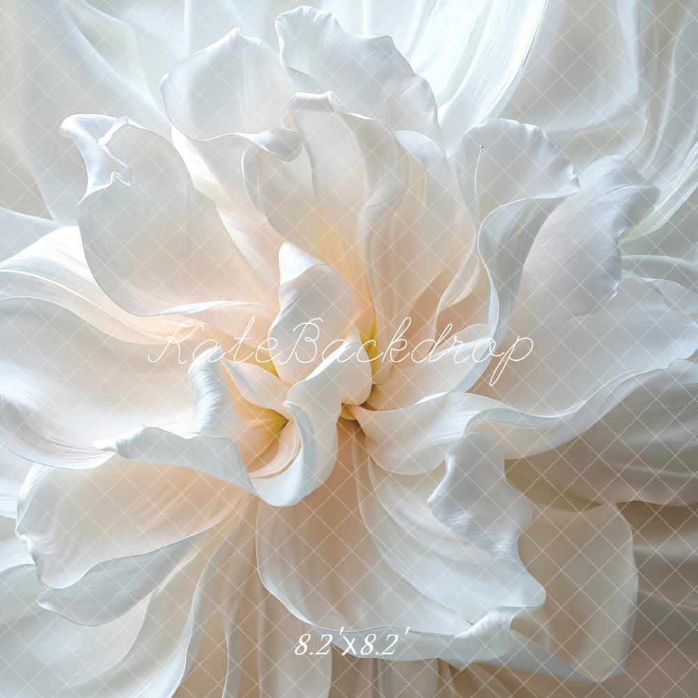 Kate White Flower Satin Backdrop Designed by Emetselch