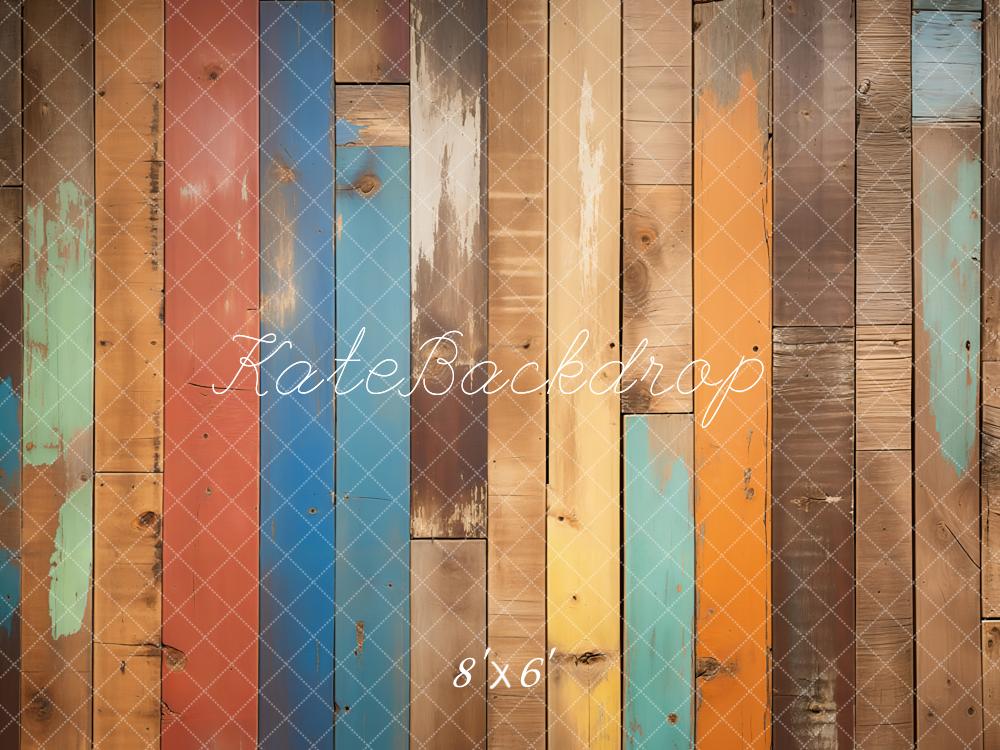 Kate Colorful Retro Wooden Floor Backdrop Designed by Kate Image