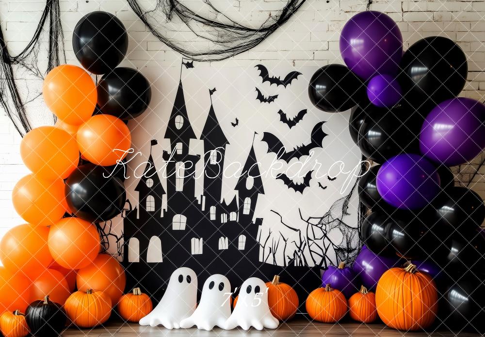 Kate Halloween Castle Ghosts Spider Web Backdrop Designed by Patty Roberts