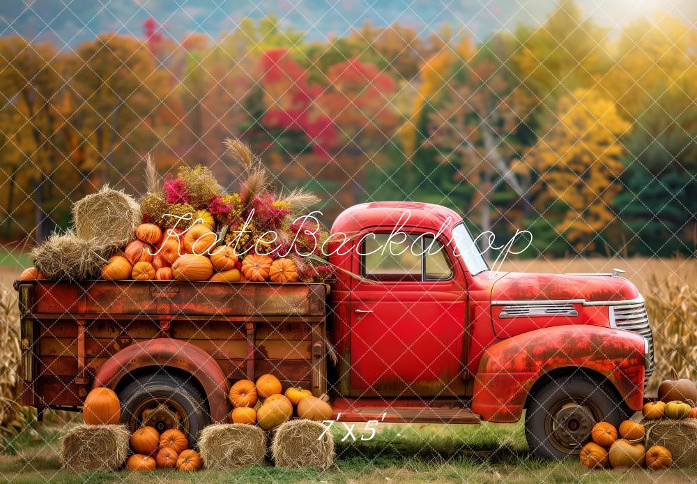 Fall Harvest Rode Truck Foto Achtergrond Designed by Patty Robert