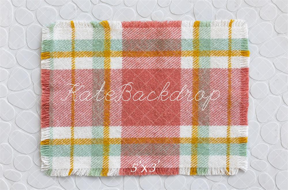 Kate Newborn Red Plaid Pattern Floor Backdrop Designed by Mini MakeBelieve