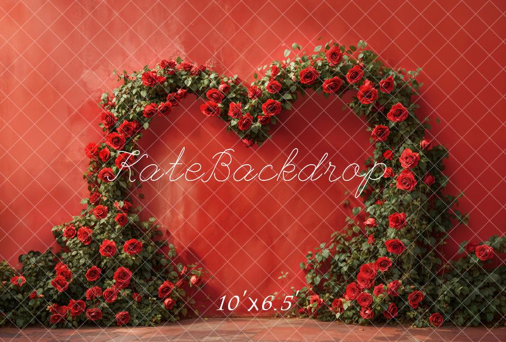 Kate Valentine Red Rose Heart Arch Backdrop Designed by Emetselch