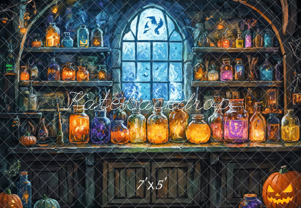 Kate Halloween Magic Laboratory Colorful Vial Window Backdrop Designed by GQ