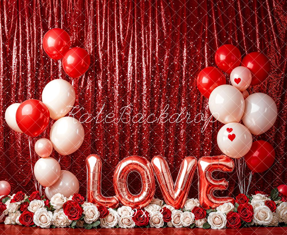 Kate Valentine's Day Love Balloon Curtain Backdrop Designed by Emetselch