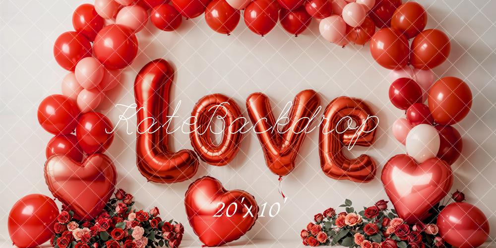 Kate Valentine's Day Love Balloon Arch Heart Roses Backdrop Designed by Emetselch