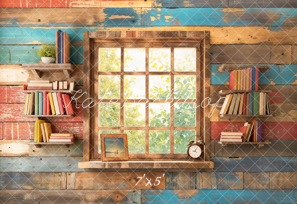 Kate Back to School Framed Window Retro Colorful Wall Backdrop Designed by Chain Photography