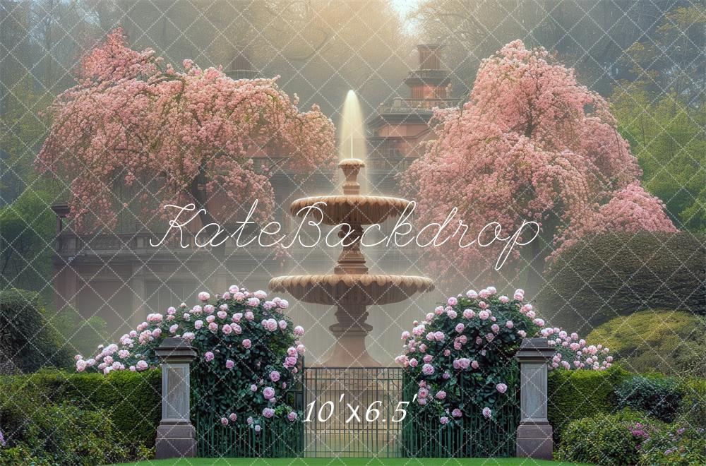 Kate Spring Flower Garden Fountain Backdrop Designed by Mini MakeBelieve