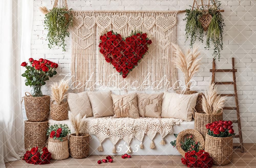 Kate Valentine Boho Heart Roses Sofa Backdrop Designed by Emetselch