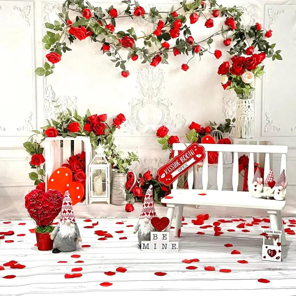 Kate Valentine's Day Backdrop White Vintage Wall for Photography