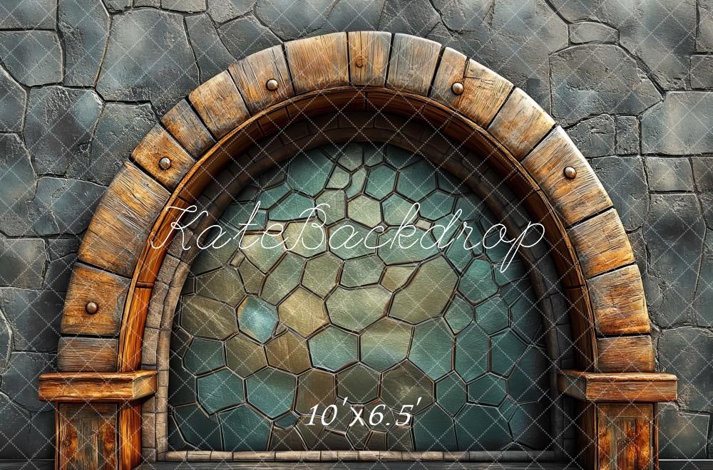 Fondo Vintage Arco de Piedra Verde Diseñado por Mini MakeBelieve