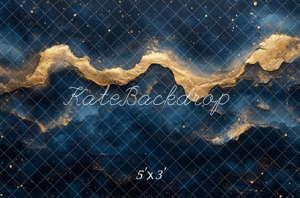 Kate Abstract Gold and Blue Wall Backdrop Designed by Mini MakeBelieve