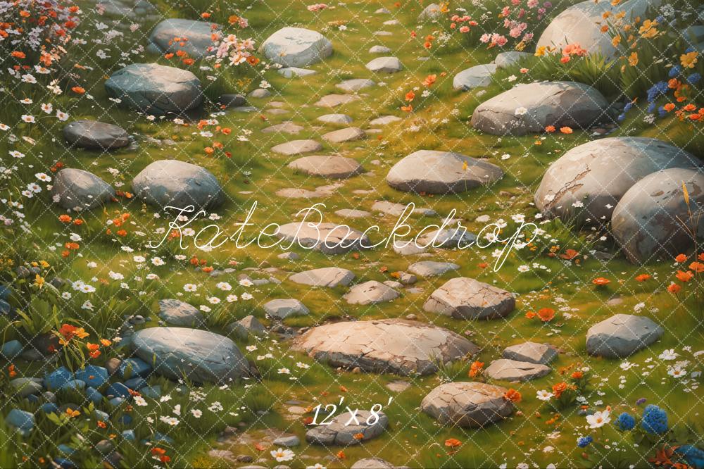 Kate Spring Floral Stone Pathway Floor Backdrop Designed by Kate Image