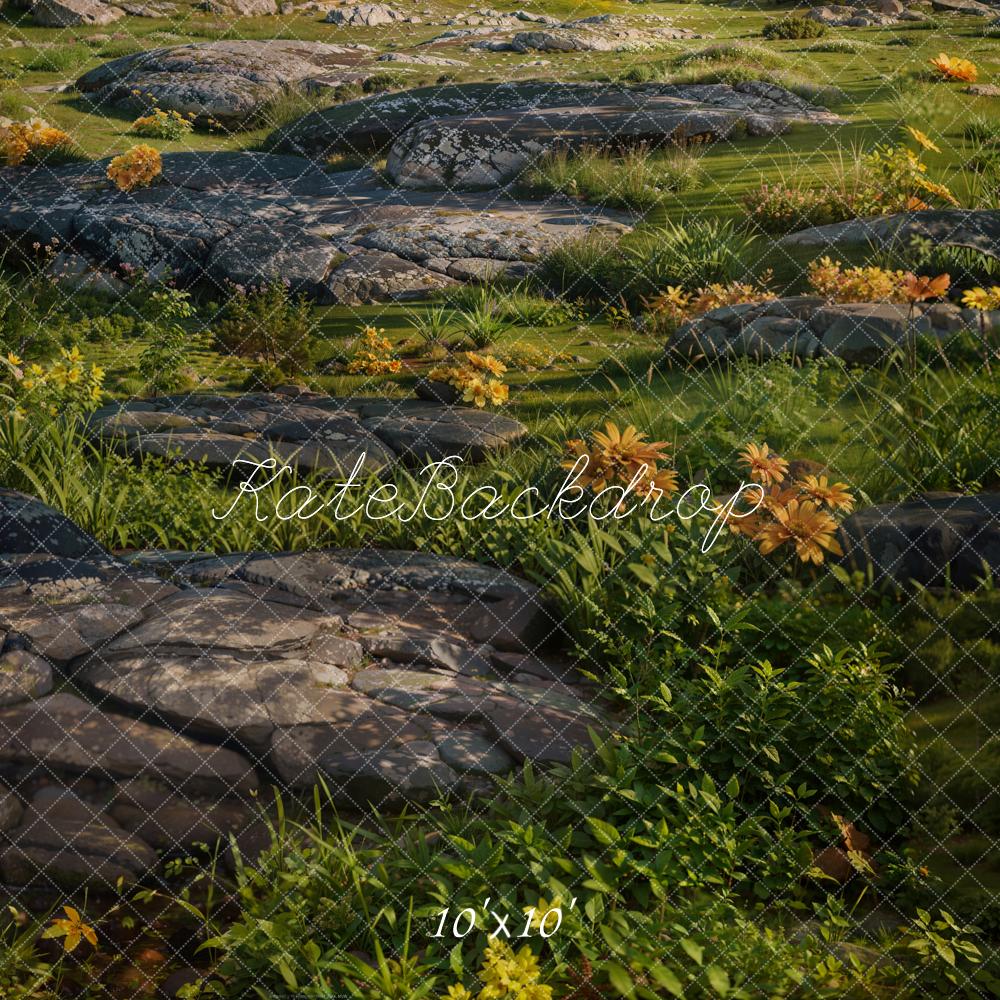 Green Grass Stones Floor Backdrop Designed by Kate Image