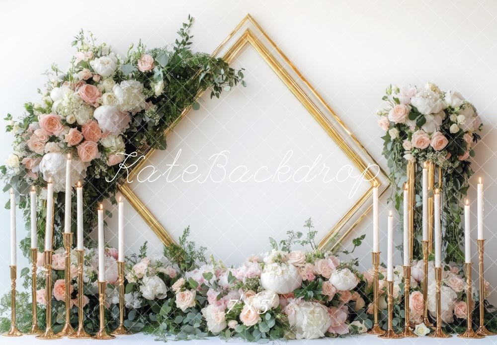 Kate Spring Wedding Floral Frame Candle Backdrop Designed by Mini MakeBelieve