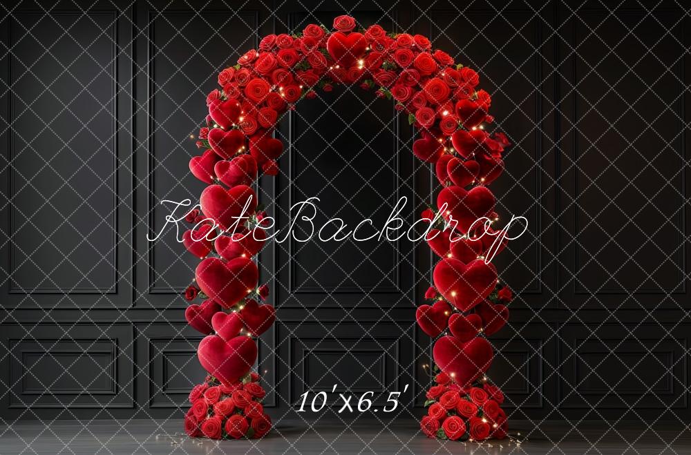 Kate Valentine Red Rose Heart Arch Backdrop Designed by Mini MakeBelieve