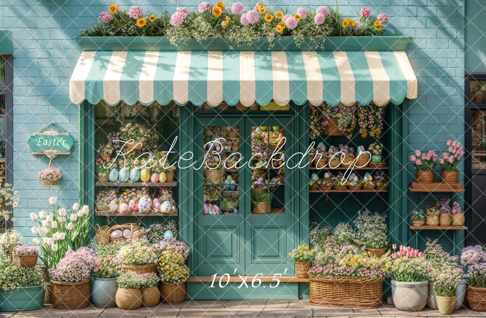 Kate Easter Flower Shop Blue Backdrop Designed by Emetselch