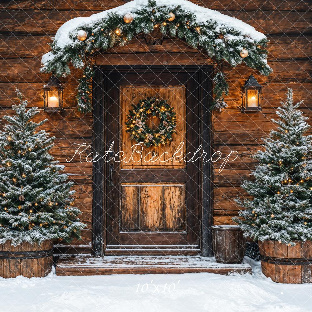 Kate Christmas Tree Cabin Snow Backdrop Designed by Emetselch