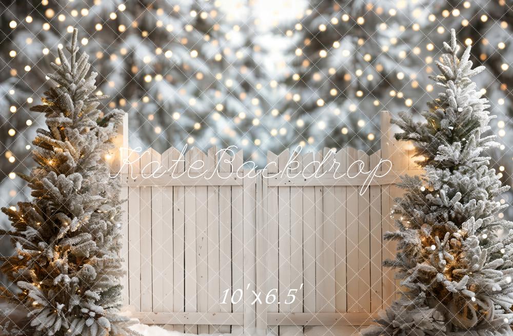 Kate Christmas Tree Brown Wooden Fence Backdrop Designed by Emetselch