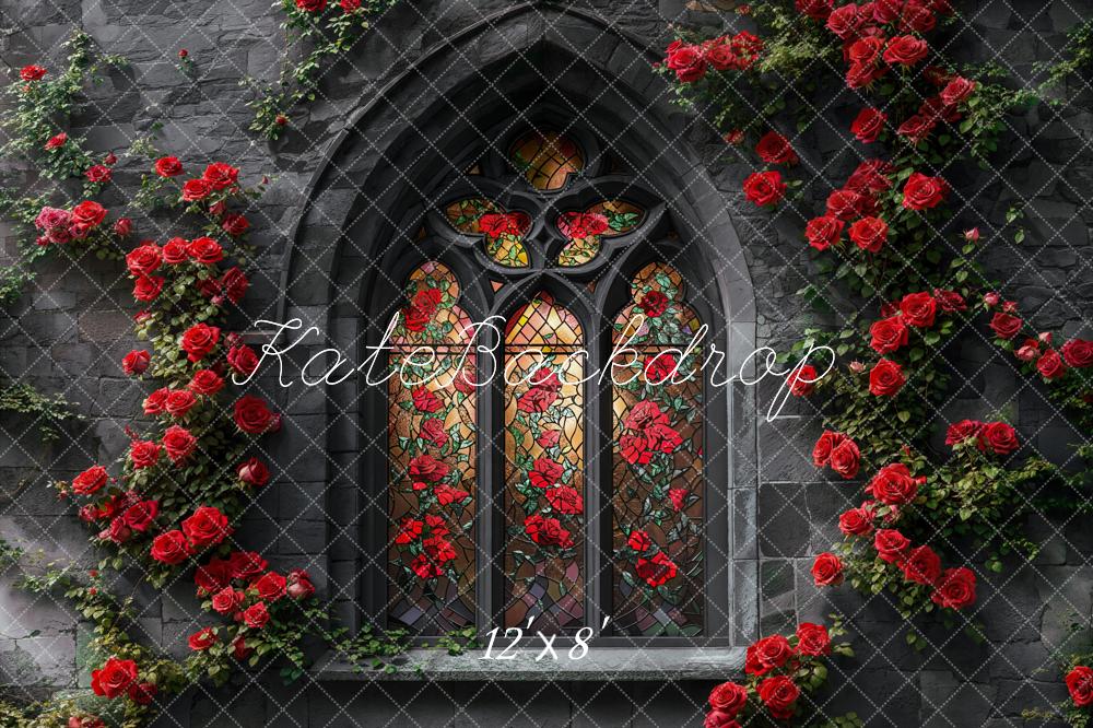 Kate Valentine Gothic Rose Retro Window Backdrop Designed by Emetselch