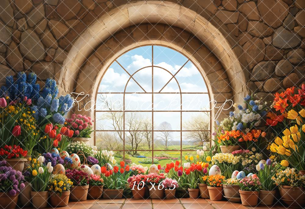 Kate Easter Garden Window Floral Backdrop Designed by Emetselch