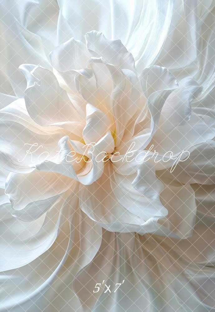 Kate White Flower Satin Backdrop Designed by Emetselch