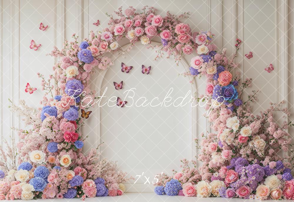 Kate Spring Flower Arch Butterfly White Backdrop Designed by Emetselch