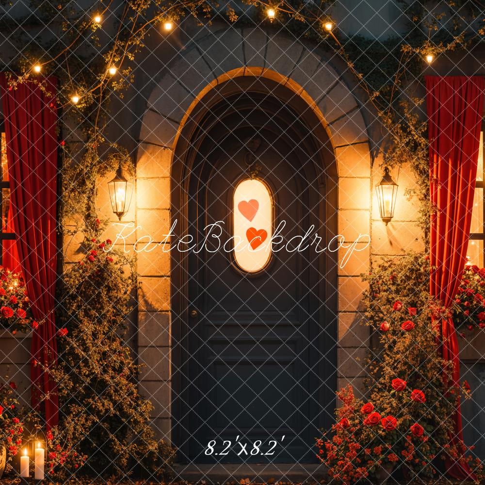 Fondo Floral Romántico de Puerta del Día de San Valentín Diseñado por Emetselch