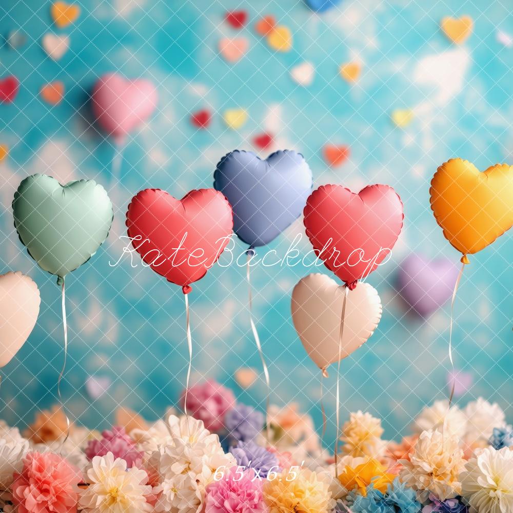 Kate Heart Balloons Floral Colorful Backdrop Designed by Patty Roberts