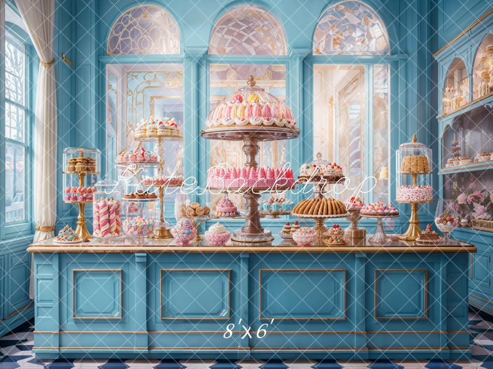 Kate Pastry Shop Dessert Blue Backdrop Designed by Emetselch