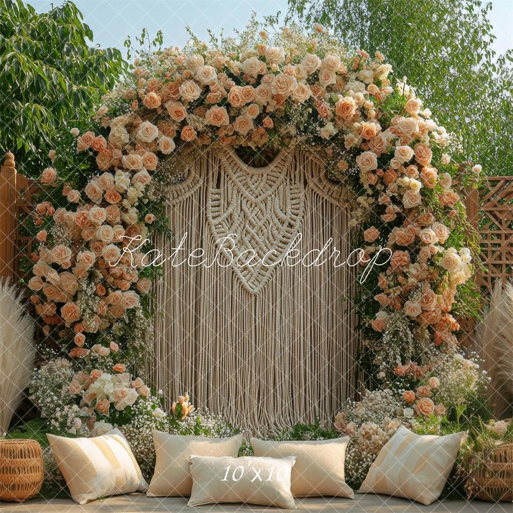 Kate Bohemian Floral Arch Pampas Grass Backdrop Designed by Mini MakeBelieve