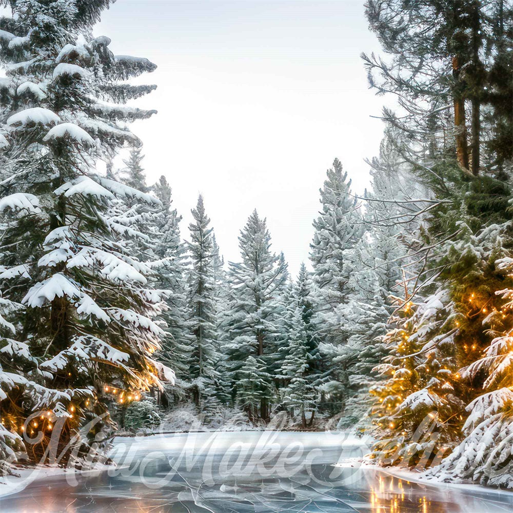 Inverno nella foresta innevata con lago ghiacciato - Progettato da Mini MakeBelieve