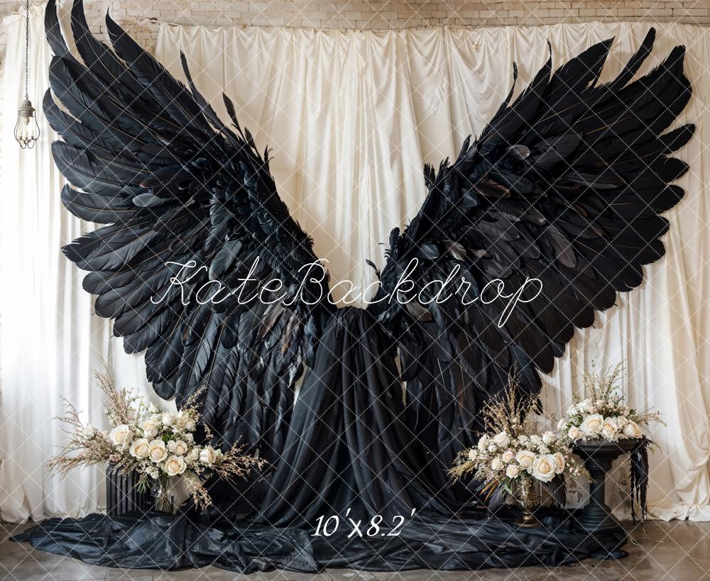 Kate Black Angel Wings Curtain Backdrop Designed by Emetselch