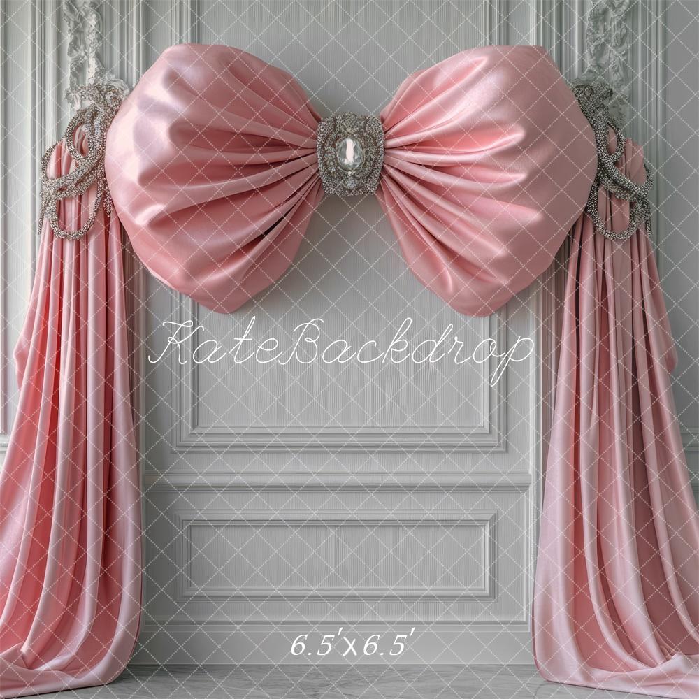 TEST Kate Pink Bow Drapery Retro Backdrop Designed by Mini MakeBelieve