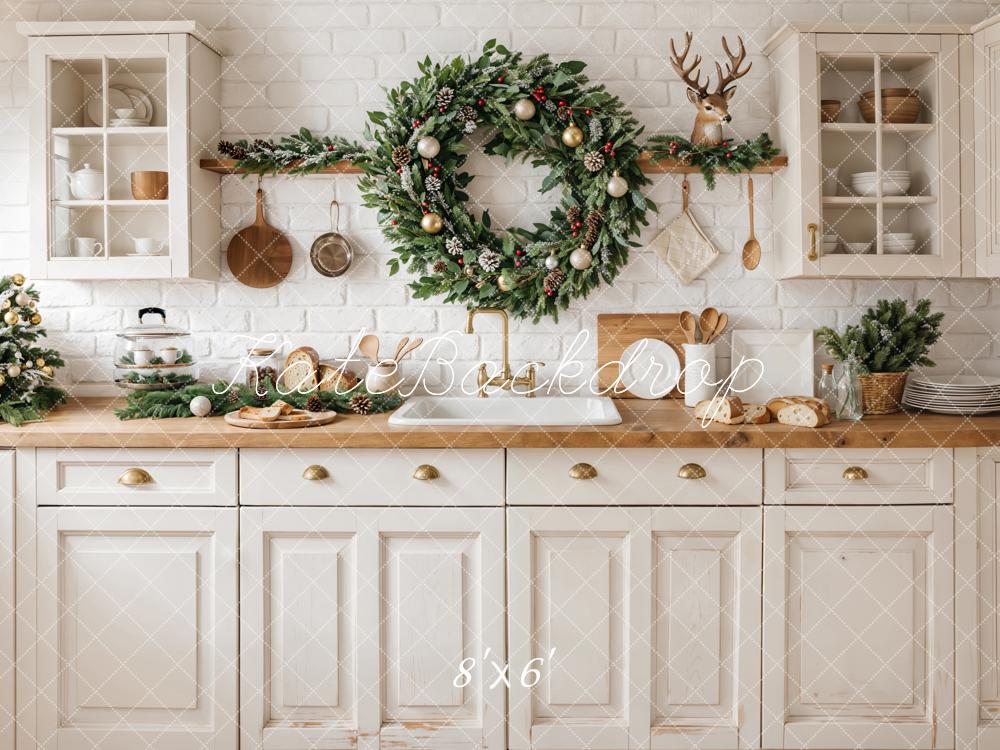 Kate Christmas Kitchen White Cabinets Backdrop Designed by Emetselch