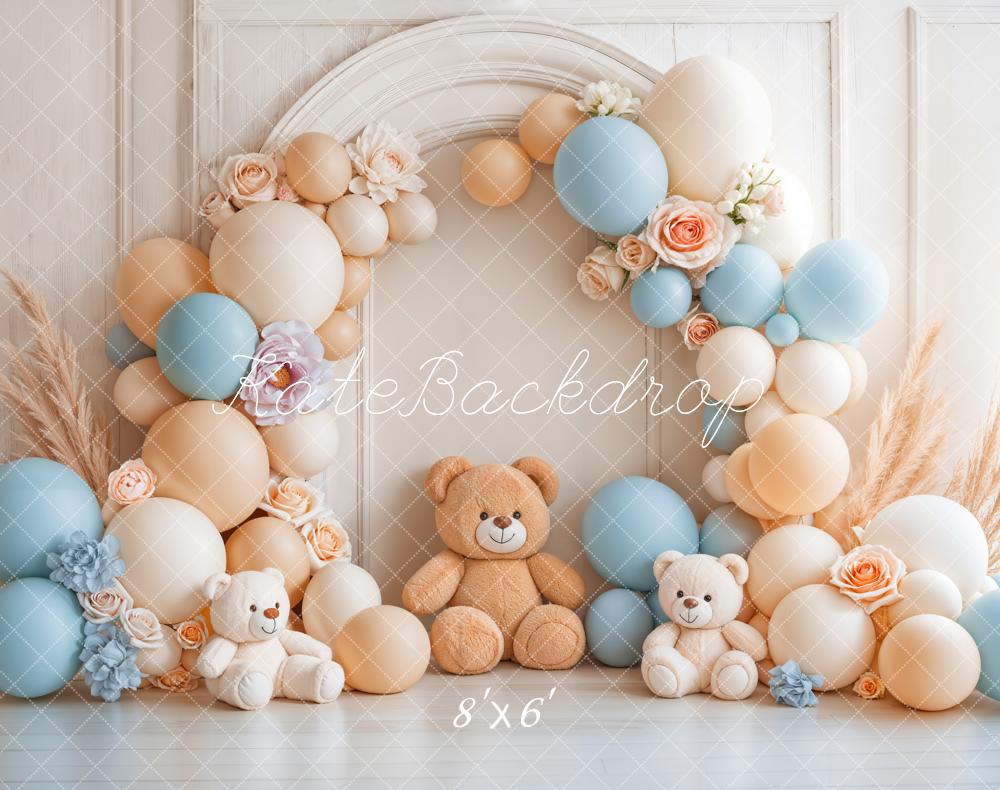 Kate Cake Smash Balloon Teddy Bear Arch Backdrop Designed by Emetselch