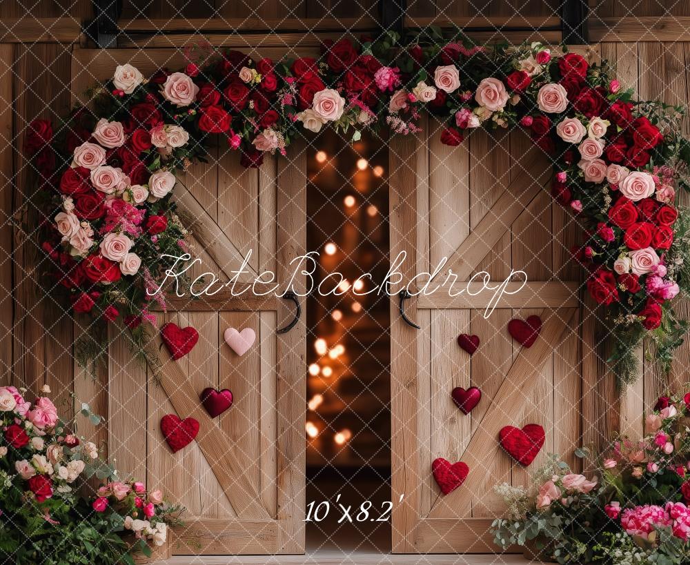 Kate Valentine Floral Heart Barn Door Backdrop Designed by Patty Roberts