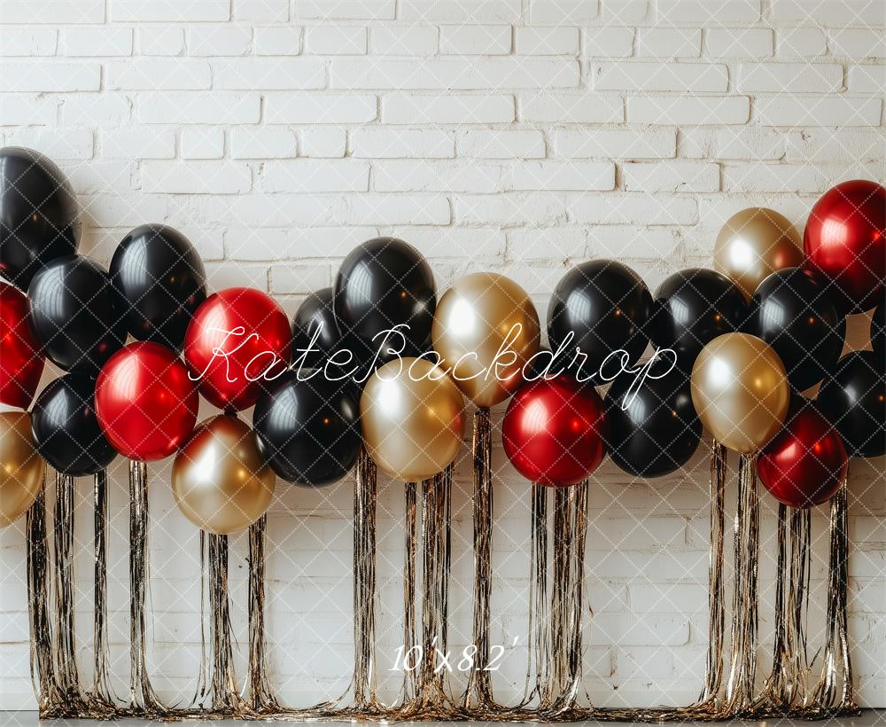 Red Black Gold Balloons Foto Achtergrond Designed by Patty Roberts