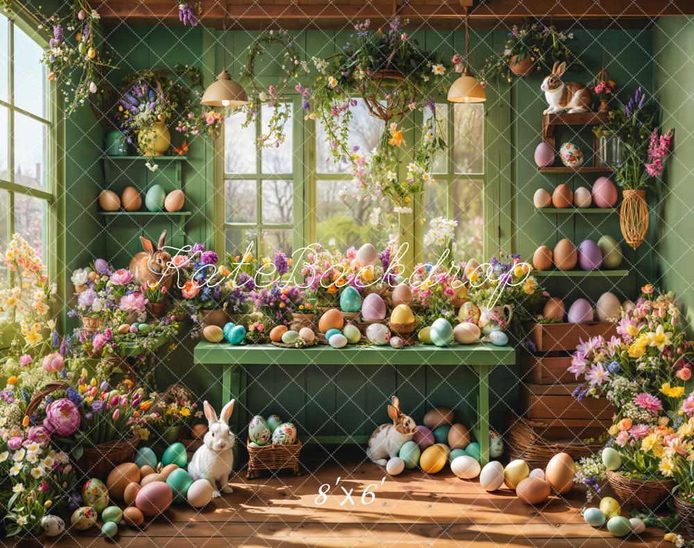 Kate Easter Window Bunny Flowers Eggs Backdrop Designed by Emetselch