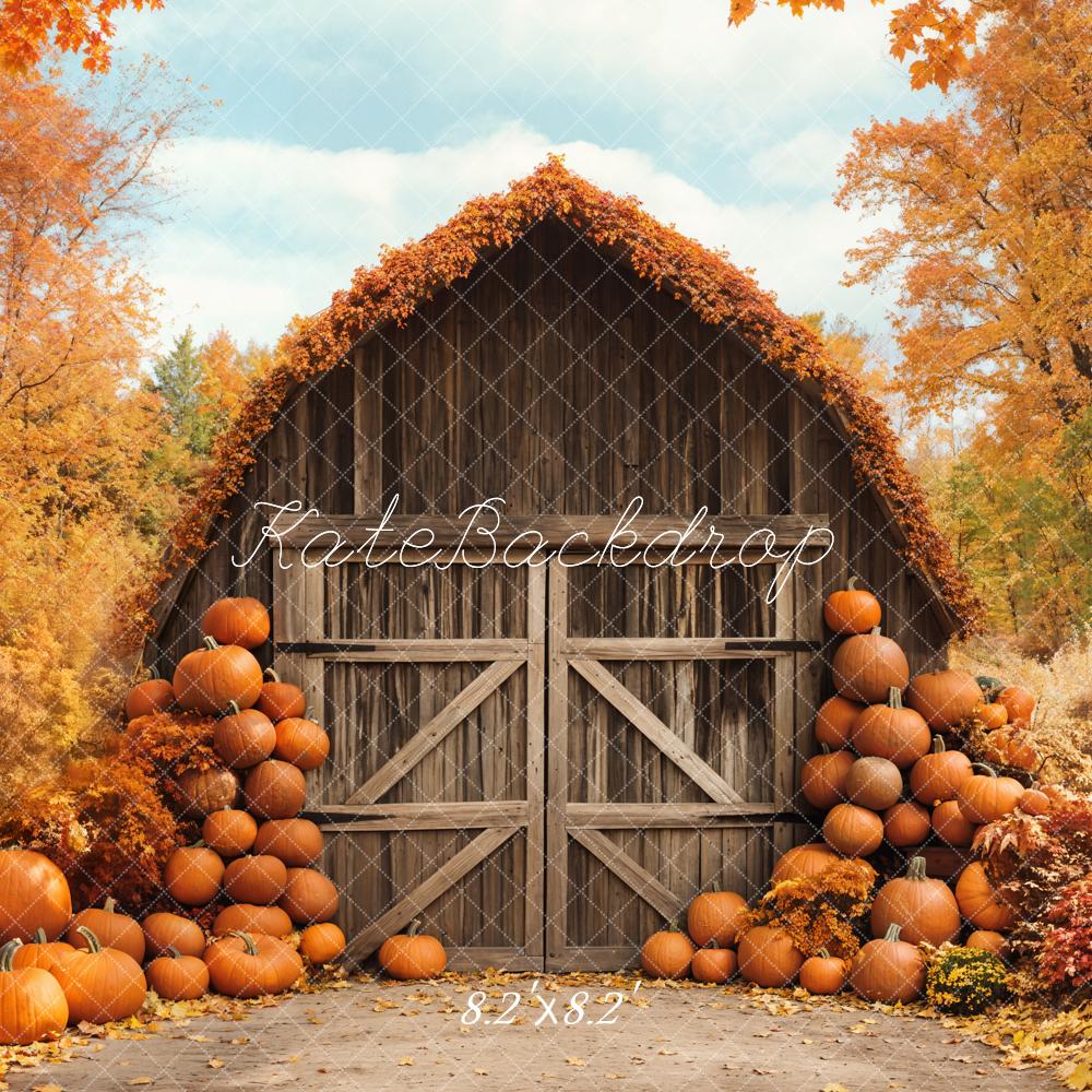 Kate Fall Barn Maple Pumpkins Backdrop Designed by Emetselch