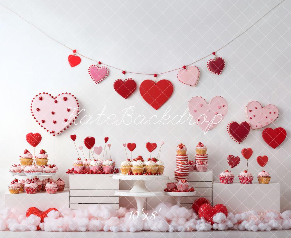 Fondo de cupcake de postre en forma de corazón Valentine's diseñado por Emetselch