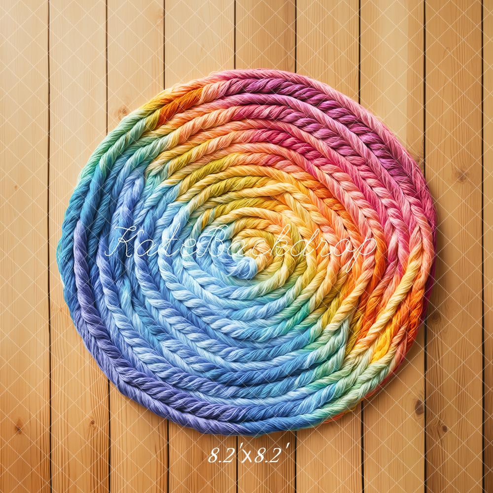 Kate Rainbow Yarn Circle Wooden Backdrop Designed by Emetselch