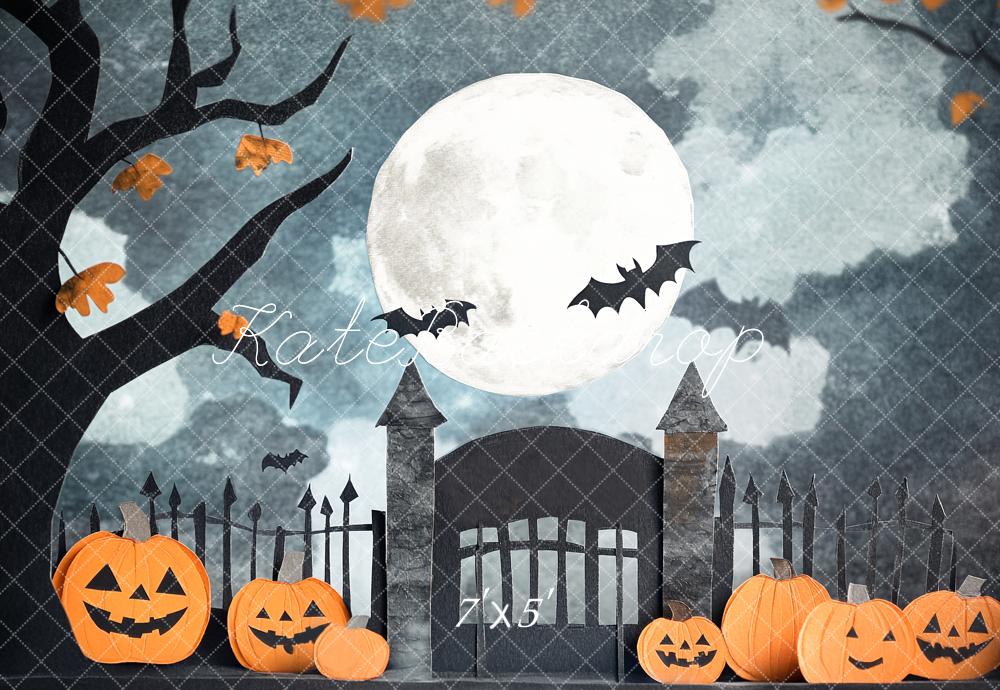 Kate Halloween Moon Pumpkin Gate Backdrop Designed by Emetselch