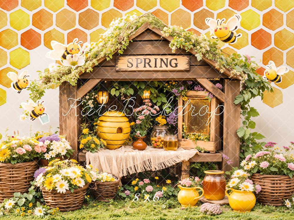 Kate Spring Bee Honeycomb Floral Backdrop Designed by Emetselch