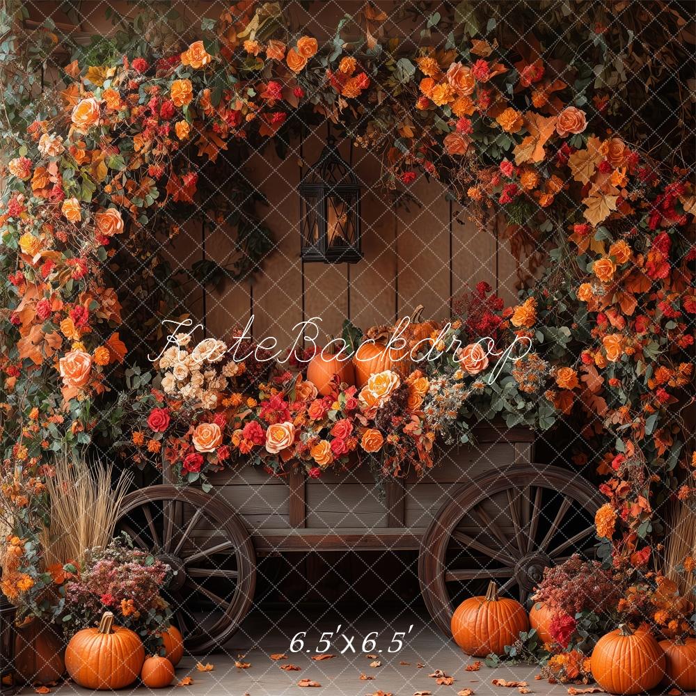 Arco de flores de otoño con calabazas Diseño de Patty Roberts