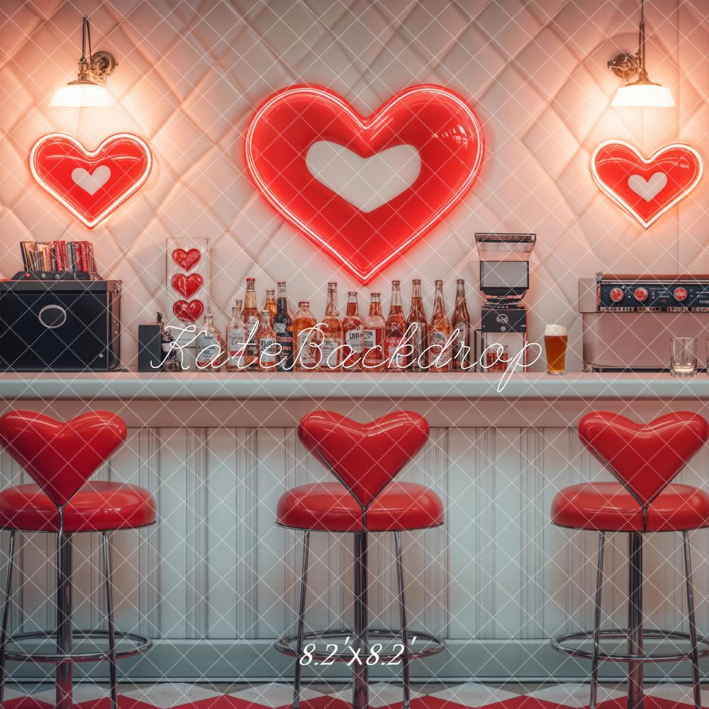 Kate Valentine Retro Heart Diner Bar Backdrop Designed by Emetselch