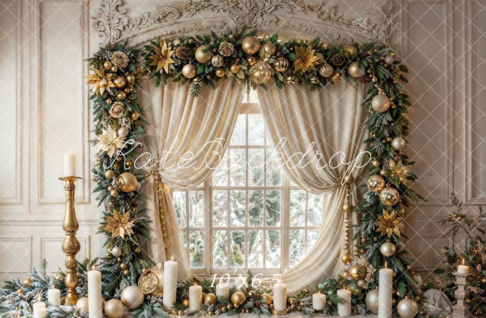 Kate Christmas Vintage White Marble Framed Window Backdrop Designed by Emetselch