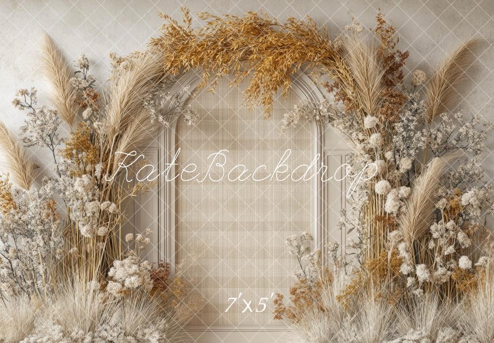 TEST Boho Floral Arch Beige Foto Achtergrond Designed by Mini MakeBelieve