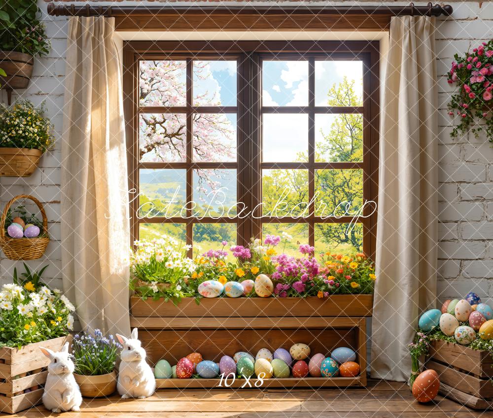 Cortinas de ventana de conejito de Pascua floral diseñadas por Emetselch