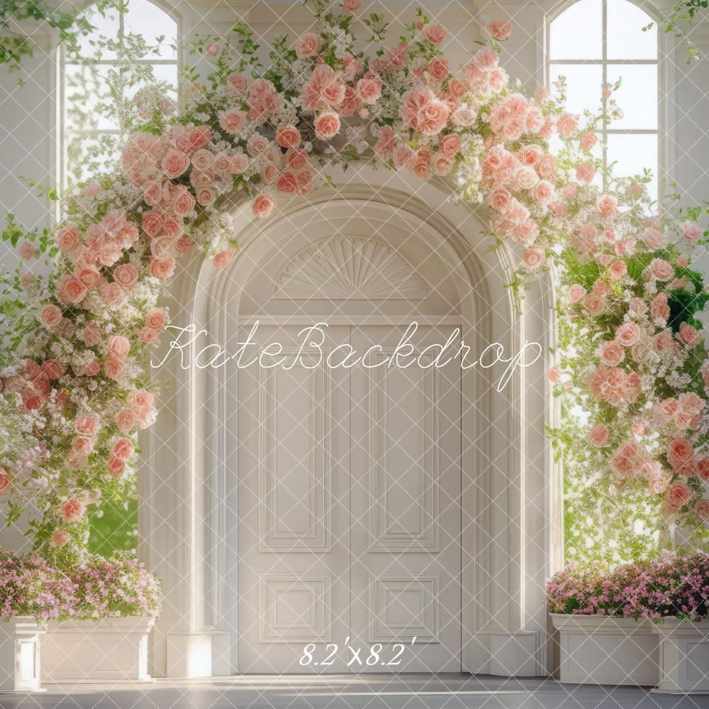 Kate Sunlight Floral Arched Doorway Wedding Backdrop Designed by Mini MakeBelieve